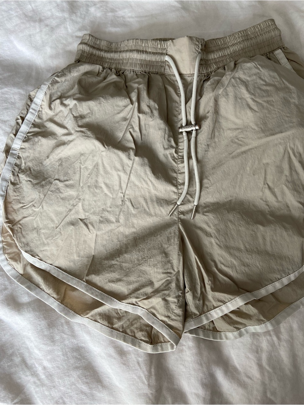 Varley Cream Athletic Drawstring Shorts